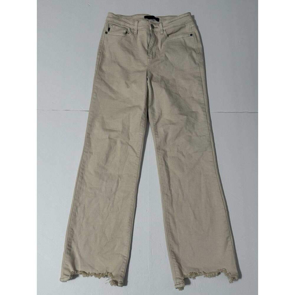 Judy Blue Women's 9/29 Straight Fit High Rise Stretch Jeans Beige Denim
